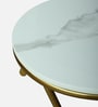 Reyni White Porcelain Top End Table With Gold Finish