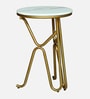 Reyni White Porcelain Top End Table With Gold Finish
