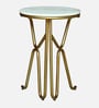 Reyni White Porcelain Top End Table With Gold Finish