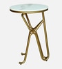 Reyni White Porcelain Top End Table With Gold Finish