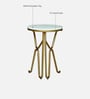 Reyni White Porcelain Top End Table With Gold Finish