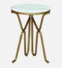 Reyni White Porcelain Top End Table With Gold Finish