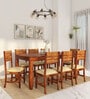 Rezzan Sheesham Wood 8 Seater Dining Set In Scratch Resistant Rustic Teak Finish