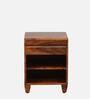 Rezzan Sheesham Wood Bedside Table in Scratch Resistant Honey Oak Finish With Drawer