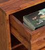 Rezzan Sheesham Wood Bedside Table in Scratch Resistant Honey Oak Finish With Drawer