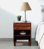 Rezzan Sheesham Wood Bedside Table in Scratch Resistant Honey Oak Finish With Drawer