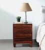 Rezzan Sheesham Wood Bedside Table in Scratch Resistant Honey Oak Finish With Drawers