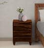 Rezzan Sheesham Wood Bedside Table In Scratch Resistant Provincial Teak Finish With Drawers