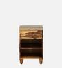 Rezzan Sheesham Wood Bedside Table In Scratch Resistant Rustic Teak Finish With Drawer