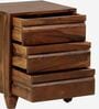 Rezzan Sheesham Wood Bedside Table In Scratch Resistant Rustic Teak Finish With Drawers
