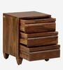 Rezzan Sheesham Wood Bedside Table In Scratch Resistant Rustic Teak Finish With Drawers