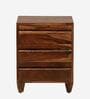 Rezzan Sheesham Wood Bedside Table In Scratch Resistant Rustic Teak Finish With Drawers