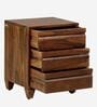 Rezzan Sheesham Wood Bedside Table In Scratch Resistant Rustic Teak Finish With Drawers