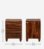 Rezzan Sheesham Wood Bedside Table In Scratch Resistant Rustic Teak Finish With Drawers