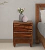 Rezzan Sheesham Wood Bedside Table In Scratch Resistant Rustic Teak Finish With Drawers