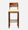 Rezzan Sheesham Wood Full Back Bar Stool In Rustic Teak Finish