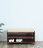 Rezzan Sheesham Wood Shoe Rack With Seating In Honey Oak Finish