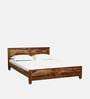Rezzan Sheesham Wood Queen Size Bed In Scratch Resistant Rustic Teak Finish