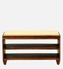 Rezzan Sheesham Wood Shoe Rack With Seating In Scratch Resistant Rustic Teak Finish