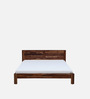 Rezzan Z Sheesham Wood Queen Size Bed In Rustic Teak Finish