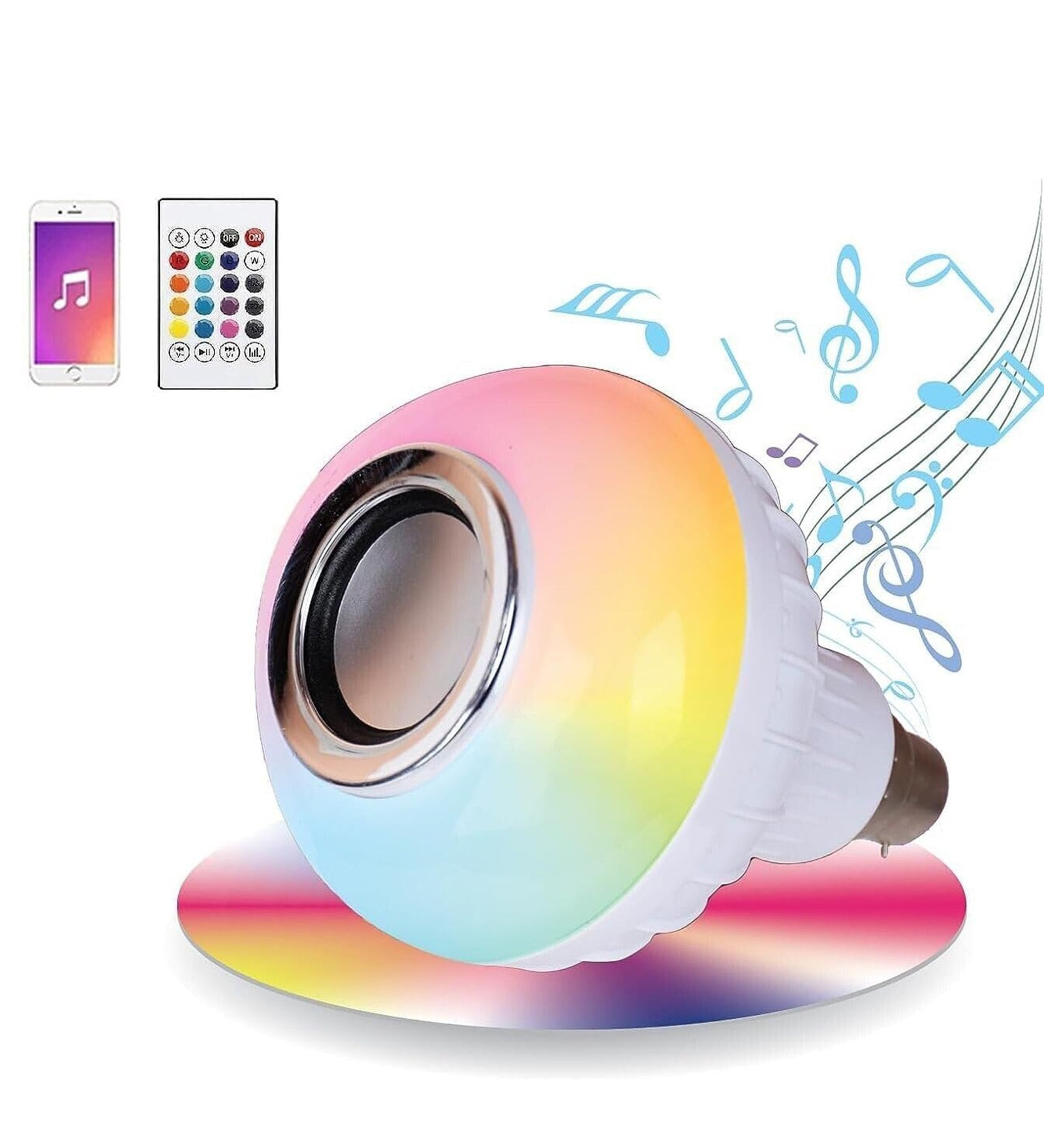 RGB LED Bulb with Bluetooth Speaker Smart Decorative Bulb (White)