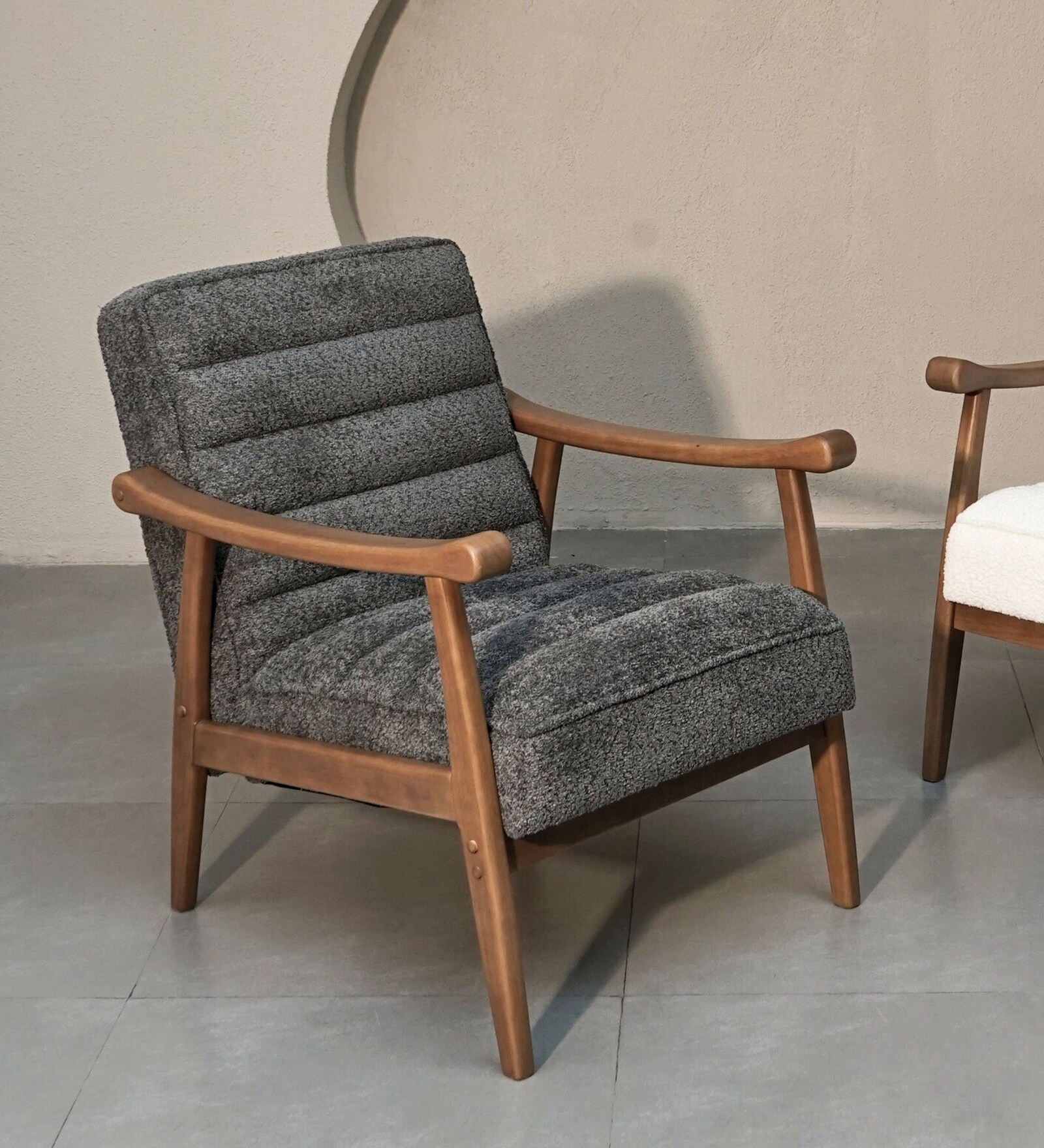 Buy Rhea Boucl Chair in Grey Colour at 100% OFF by Muun Home | Pepperfry