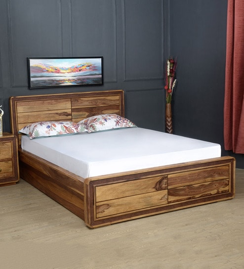 Buy Rhody Queen Size Bed With Storage In Melamine Finish By Home