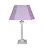 Sculpted Wooden Table Lamp with Cotton Linen Lavender Shade