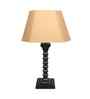 Sculpted Wooden Table Lamp with Cotton Linen Amber Shade