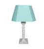 Sculpted Wooden Table Lamp with Cotton Linen Turquiose Shade