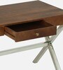Rhodes Metal Study Table In Honey Oak Finish