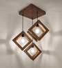Rhombus Brown Solid Wood Cluster Hanging Light