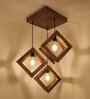 Rhombus Brown Solid Wood Cluster Hanging Light