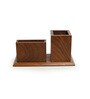 Rhombus Brown Sheesham Wood Pen stand