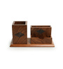 Rhombus Brown Sheesham Wood Pen stand
