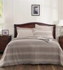 Brown Striped 100% Cotton Double Bed Duvet Cover With 2 Pillow Covers