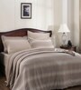 Brown Striped 100% Cotton Double Bed Duvet Cover With 2 Pillow Covers