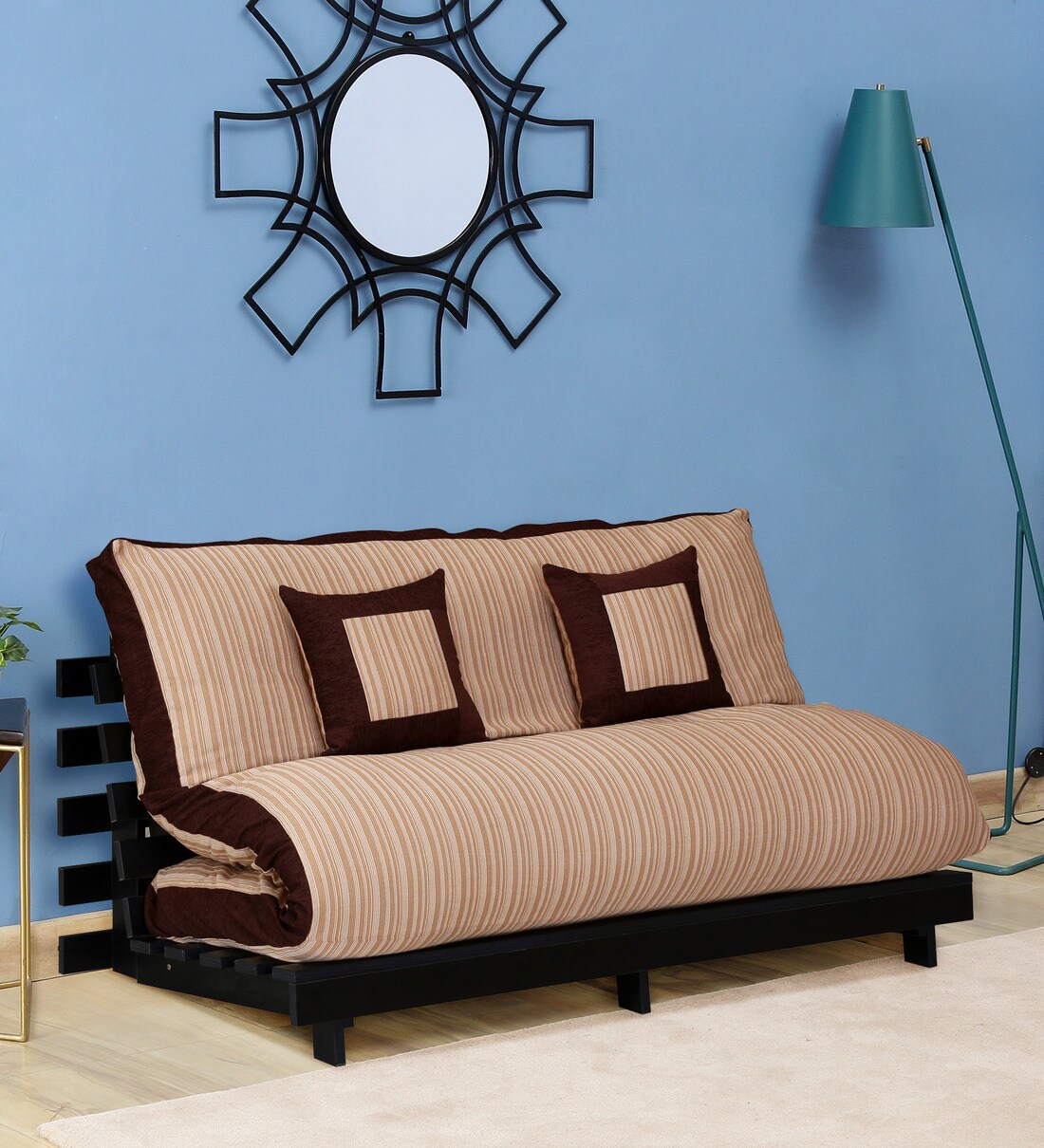 Buy Rille Double Futon with Mattress in Beige Colour by Auspicious Home