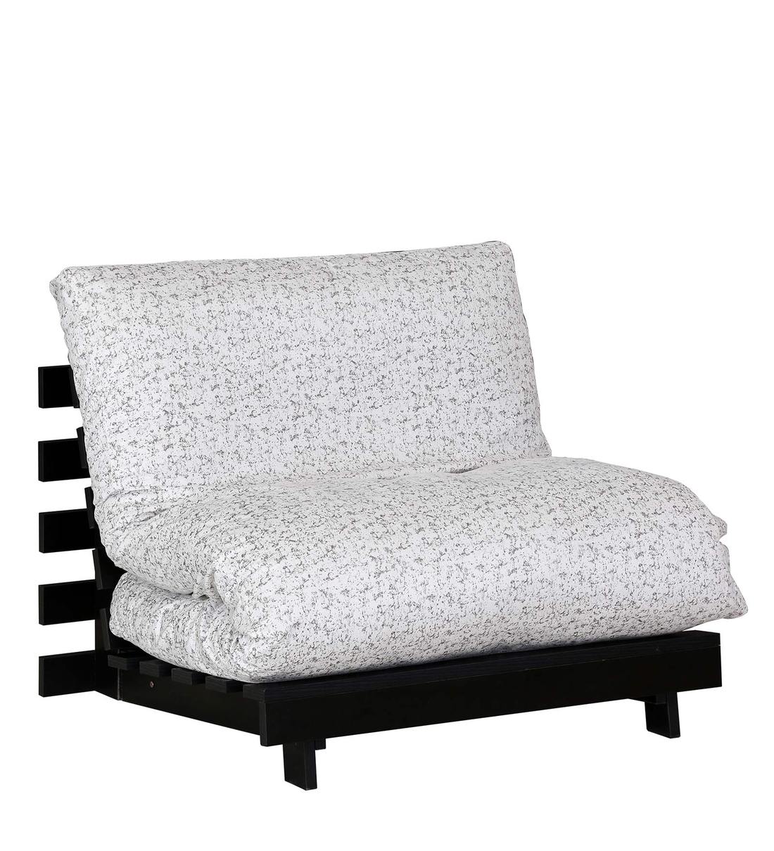 Buy Rille Single Futon with Mattress in Cream tacture Colour by