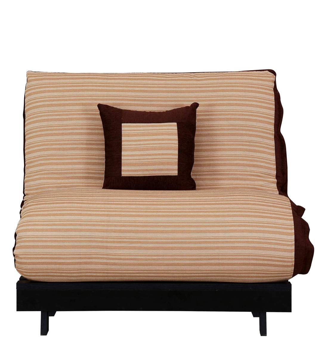Buy Rille Single Futon with Mattress in Beige Colour by Auspicious Home