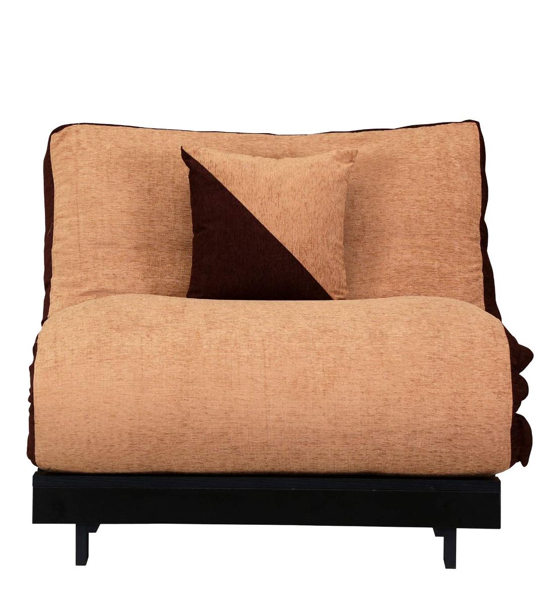 Buy Rille Single Futon with Mattress in Brown Colour by Auspicious Home