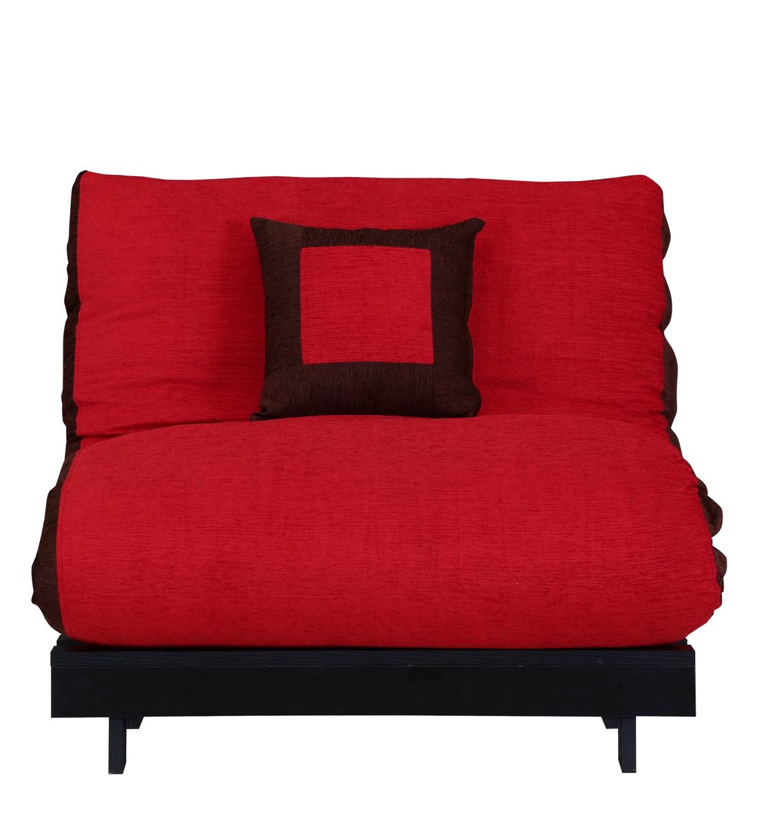 Buy Rille Single Futon with Mattress in Red Colour by Auspicious Home