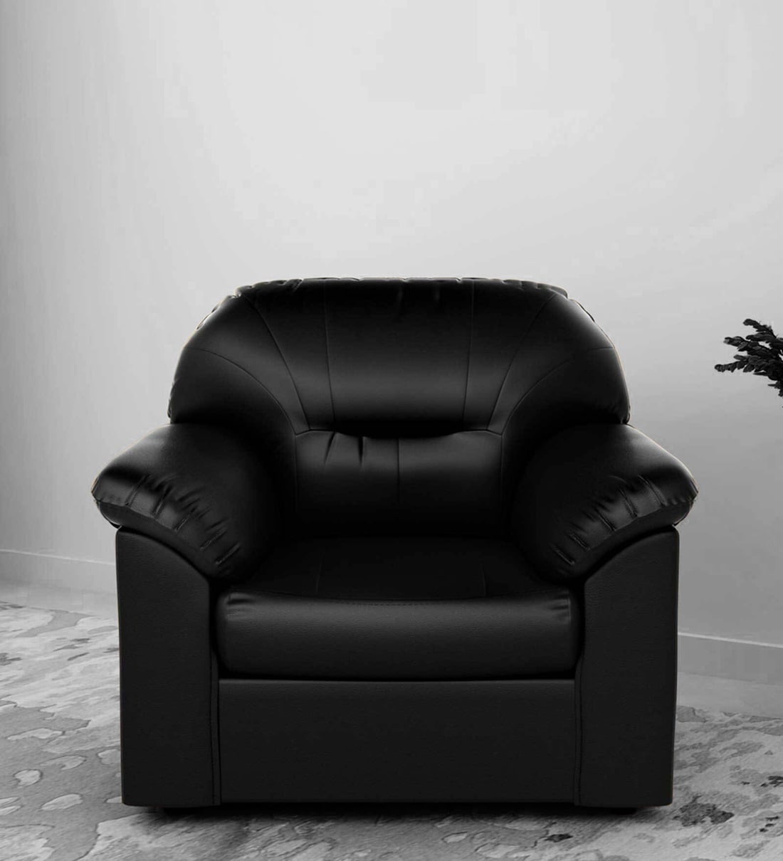 Buy Rio Leatherette 1 Seater Sofa in Black Colour Online Contemporary