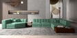 Ricardo Fabric Corner Sofa in Green  with Wooden Tables