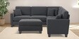 Riley Velvet 5 Seater Corner Sofa In Dark Grey Colour With Ottoman