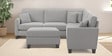 Riley Velvet 5 Seater Corner Sofa in Light Grey Colour with Ottoman