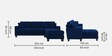 Riley Velvet 5 Seater LHS Sectional Sofa in Blue Colour