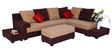 Ringo LHS Sectional Sofa Set in Beige & Dark Brown Colour