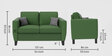 Rio 2 seater Fabric sofa in Forest Green  color