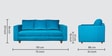 Rio Fabric 3 Seater Sofa in Sky Blue Colour